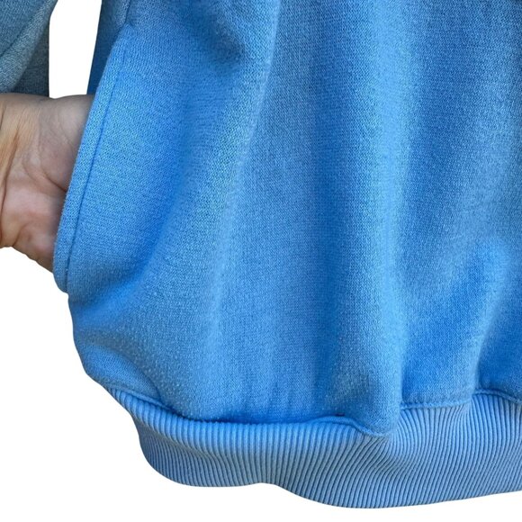 Bocoo Vintage 80s Womens Fleece Nylon Pastel Blue Pink Top Joggers Tracksuit Set - Picture 10 of 11